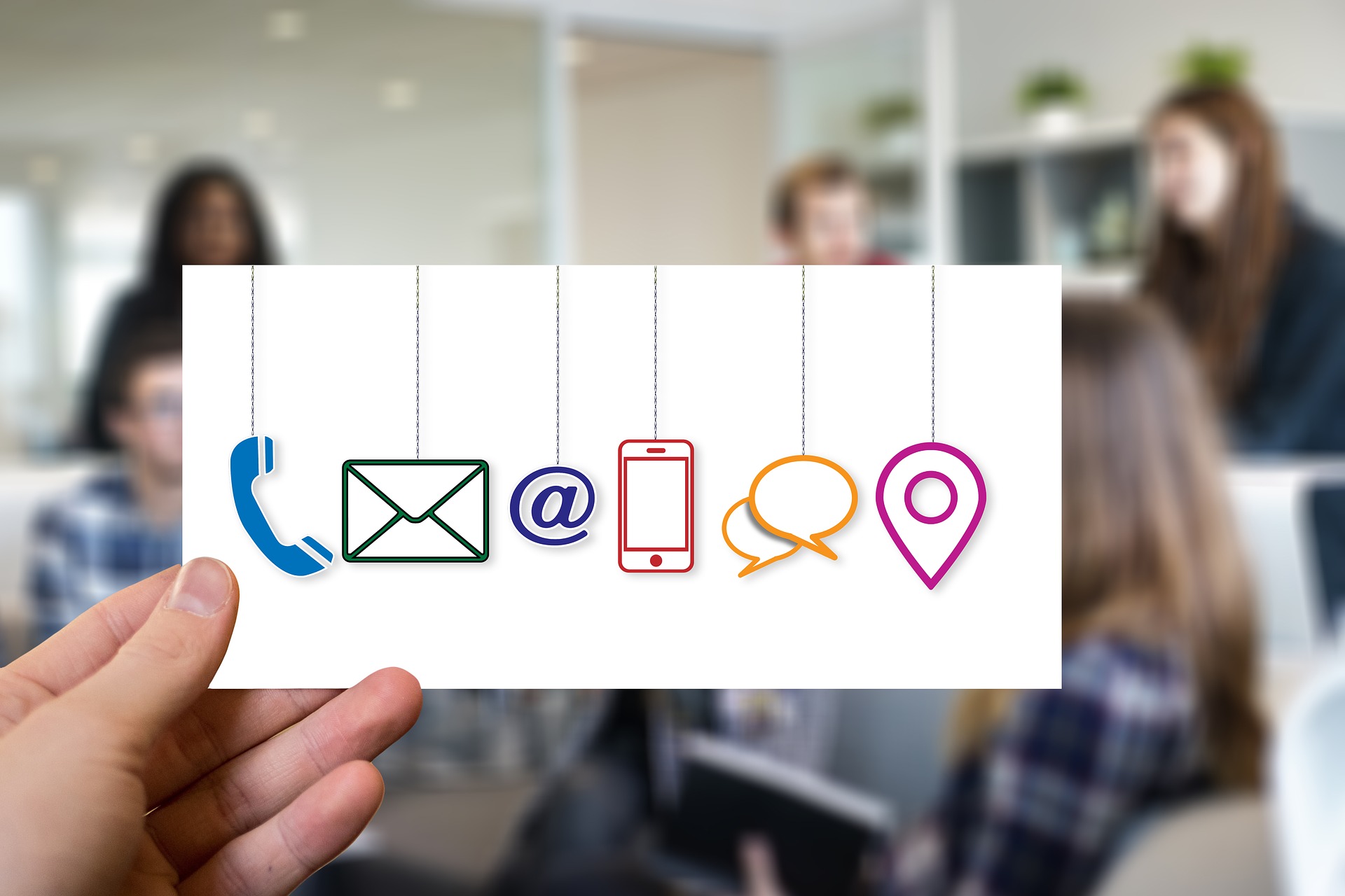 Mobile, email, telephone and social media icons